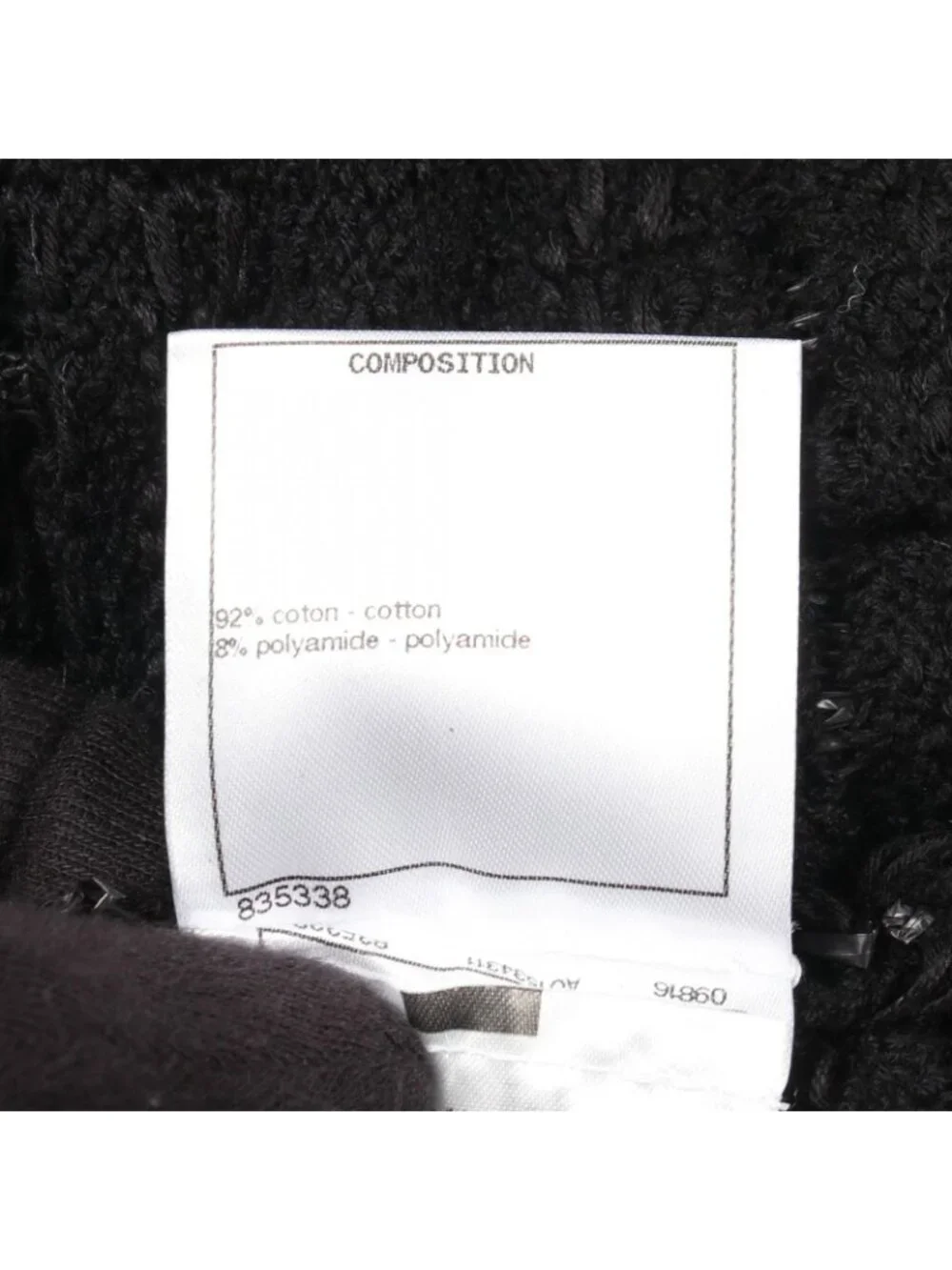 Chanel Cardigan CC Logo Button Fringe Black Cotton Knit